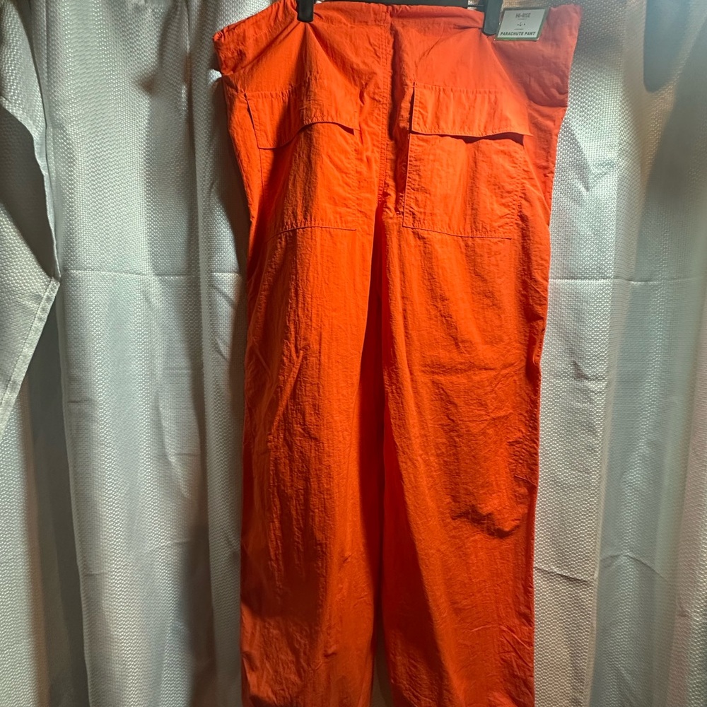 Tinseltown Bright Orange Parachute Pants | Y2K Utility Streetwear Style - Picture 4 of 9